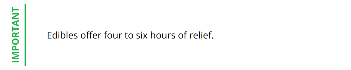 Important - Edibles offer four to six hours of relief.