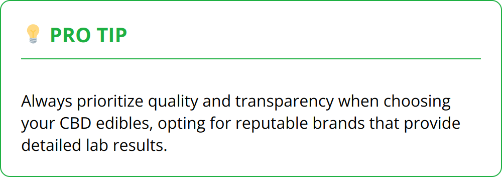 Pro Tip - Always prioritize quality and transparency when choosing your CBD edibles, opting for reputable brands that provide detailed lab results.