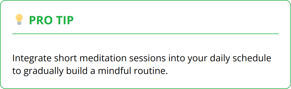 Pro Tip - Integrate short meditation sessions into your daily schedule to gradually build a mindful routine.